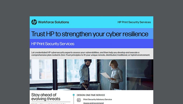 Trust HP to Strengthen Your Cyber Resilience Thumbnail of asset available to download below