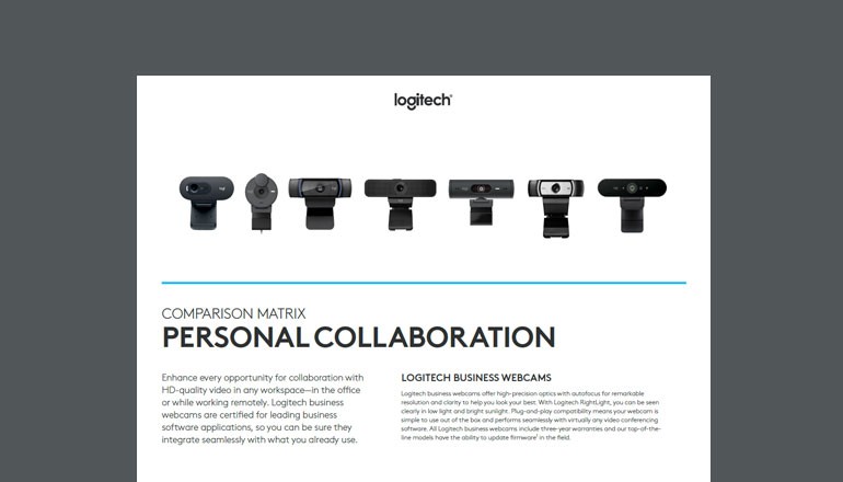 Logitech Business Webcam Comparison Matrix Cover of Logitech asset available to download below.