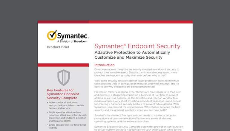 Cover of Symantec solution brief that is available for download below