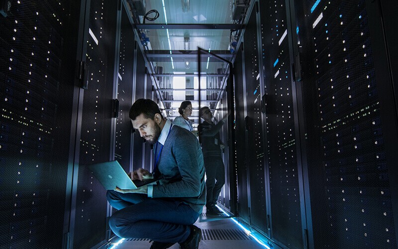 Business professional on tablet computer