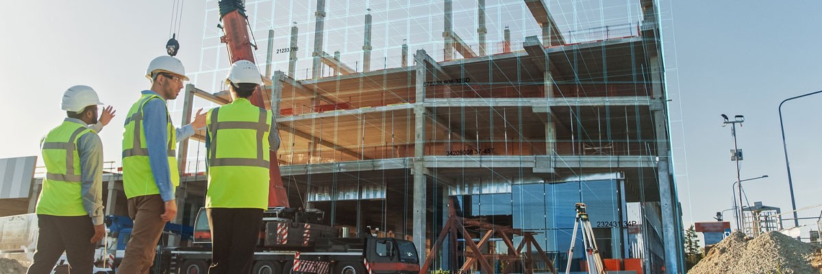 View of construction workers on site
