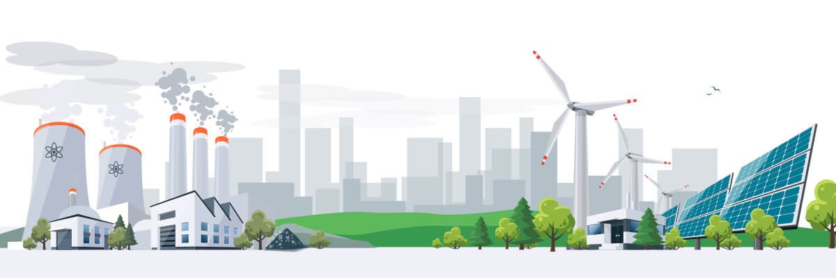 Federal Agency Streamlines Office 365 Migration illustration of city with windmills and solar panels