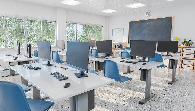 Empty computer lab at school