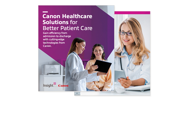 Canon Healthcare Solutions for Better Patient Care Cover of ebook available to access by filling out the form on page.