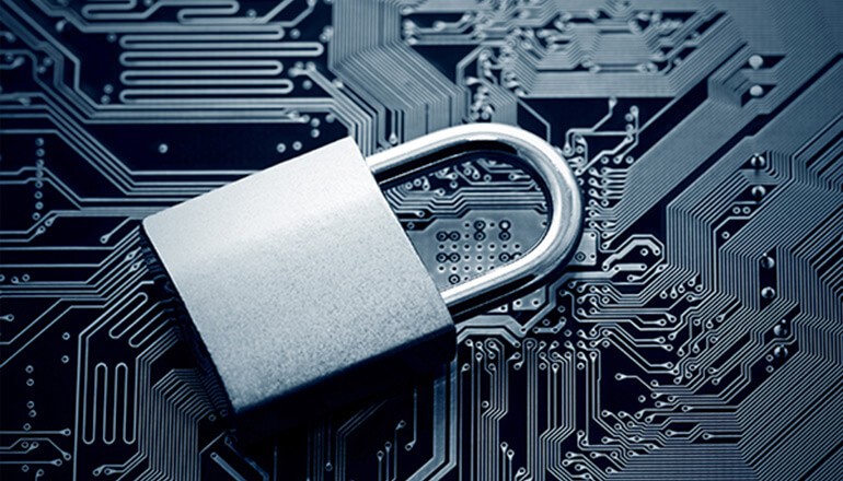 Combat Security Threats with Cloud-lock Security padlock displayed on technology circuit board