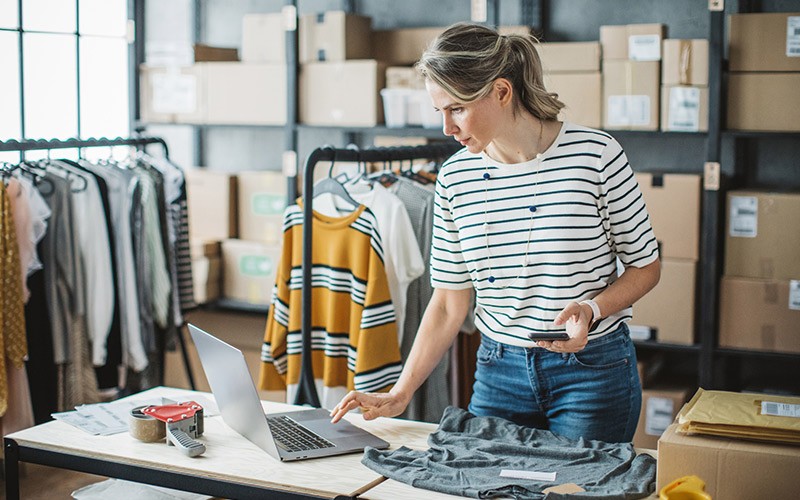 Woman working in retail store