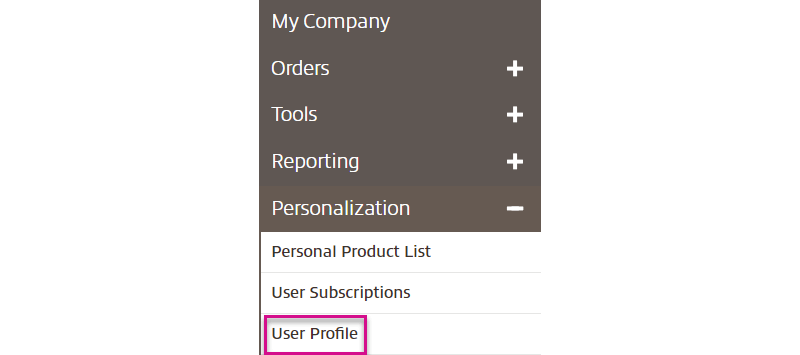 User profile highlighted in Insight.com My Company dropdown menu