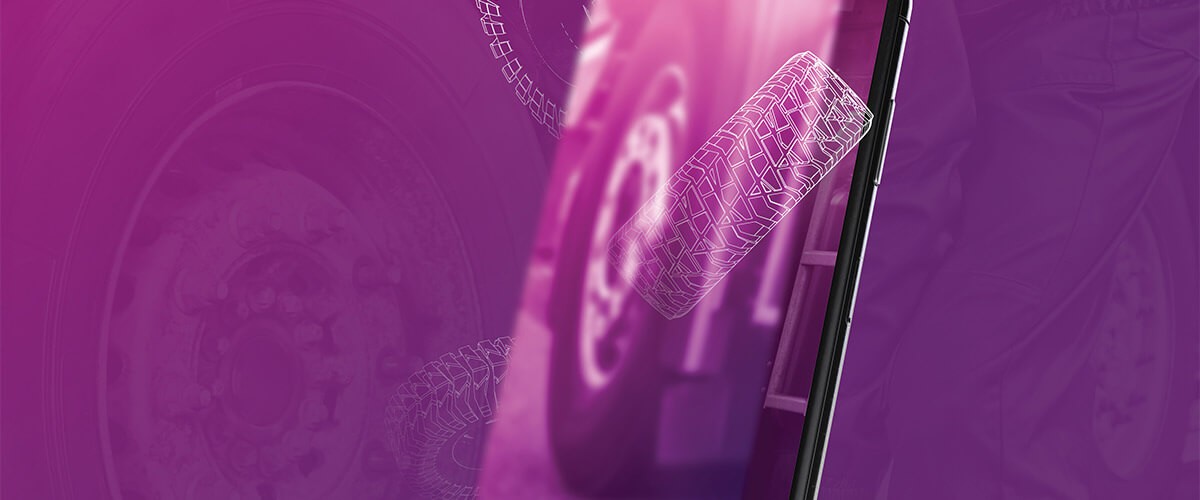 Rendering of tire app on iPhone, mobile smart device