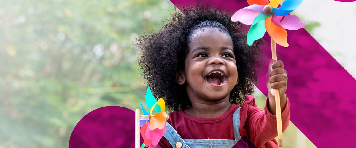 Happy child with fan. Bounce Children’s Foundation, Online community, Digital strategy