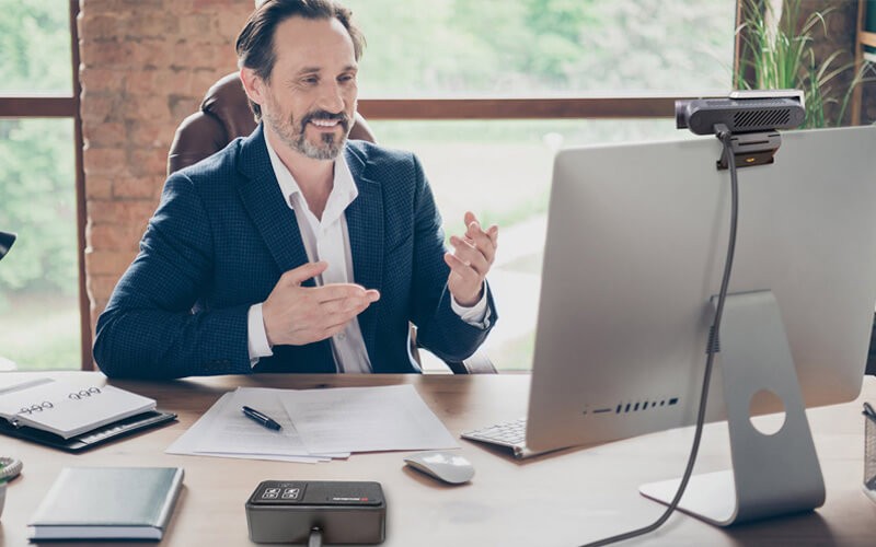 Professional working on computer
