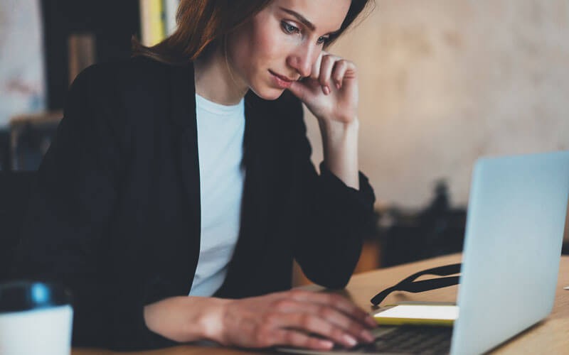 Woman working on laptop
