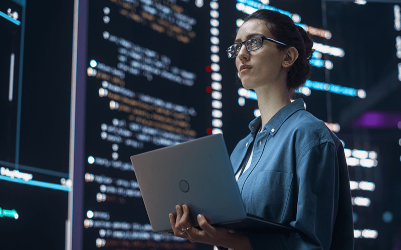 Woman using a laptop