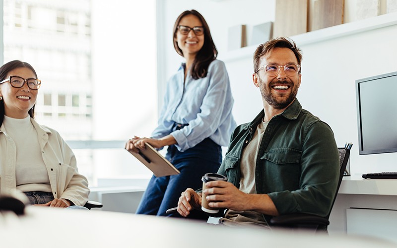 Architectures that suit your business needs. Conference room with people video conferencing.