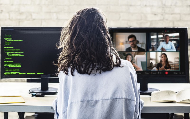 Woman using Cisco security solutions