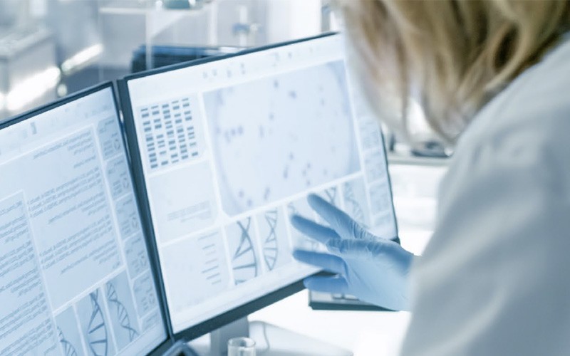 With Dell PowerScale, you’ll drive digital pathology initiatives forward with confidence. Doctor using desktop