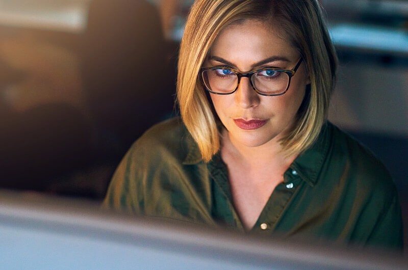 Woman focusing on security