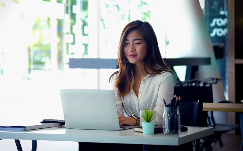 Woman using a laptop