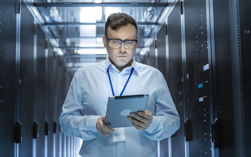 Man inside the data center