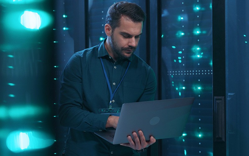 Professional using laptop