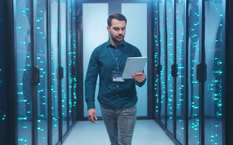 Professional holding a tablet