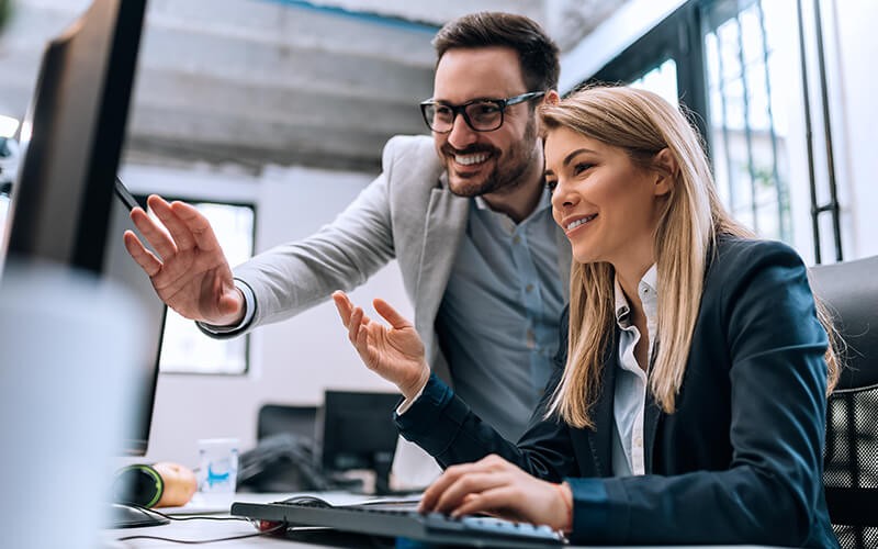 Two person working together