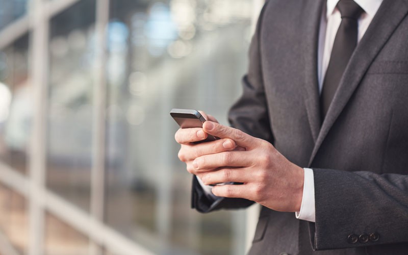 Mobile device in use by business profssional