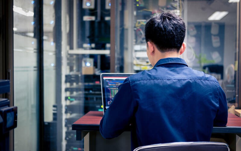 Professional working on laptop