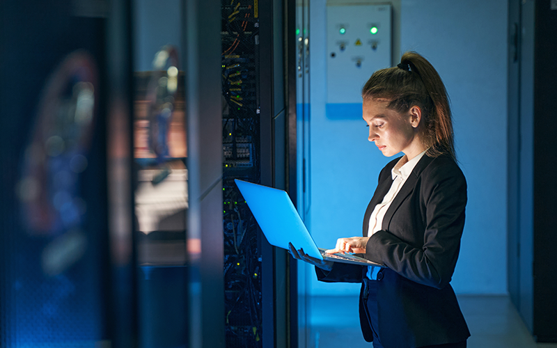 Woman using a laptop