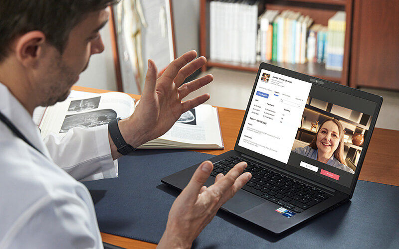 Doctor having a video call