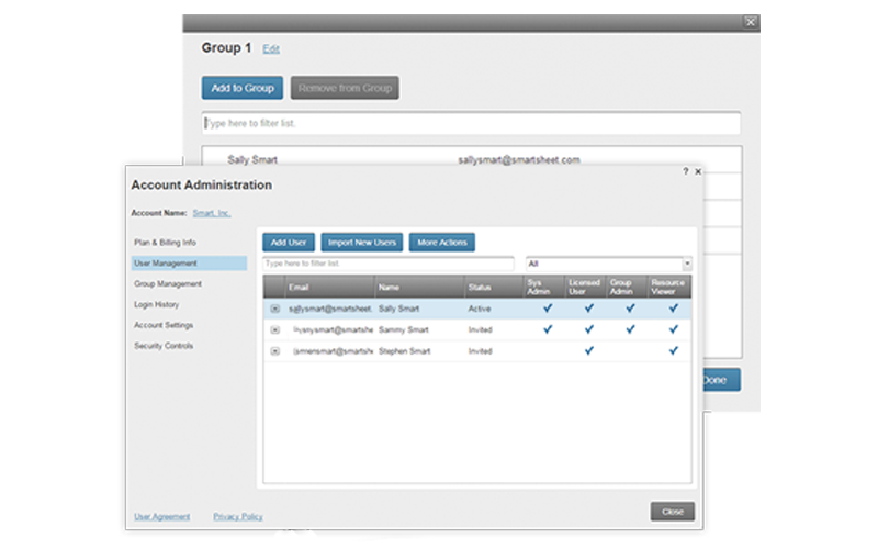 Smartsheet office management software displayed