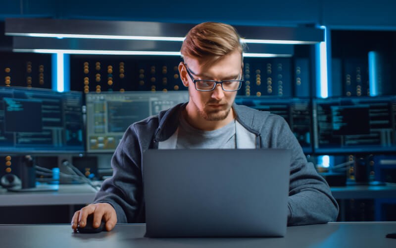 Man inside the data center