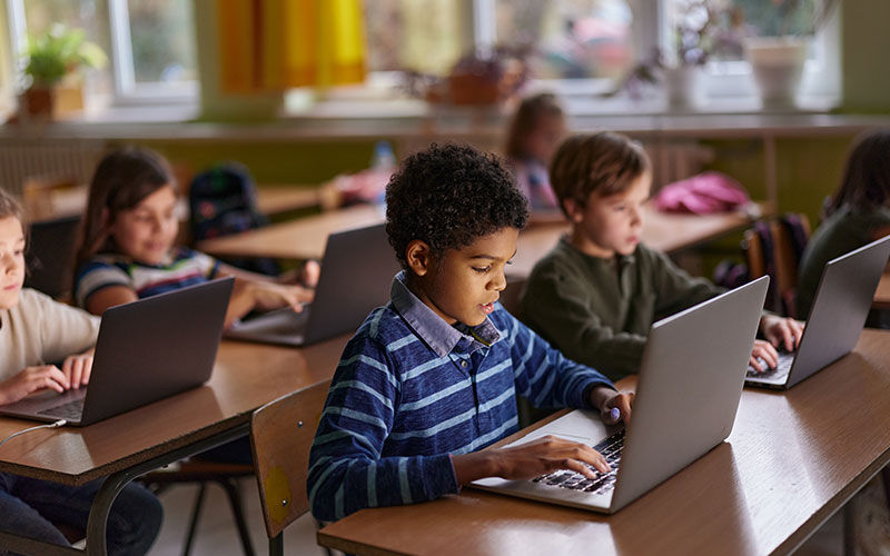 Classroom working on laptops