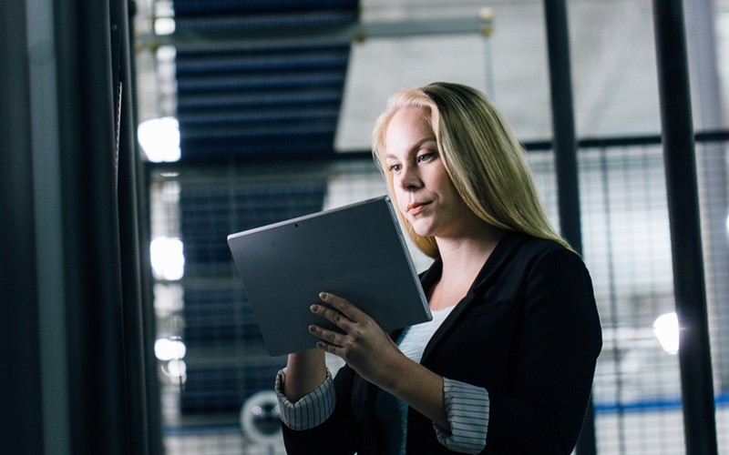 Professional working on tablet