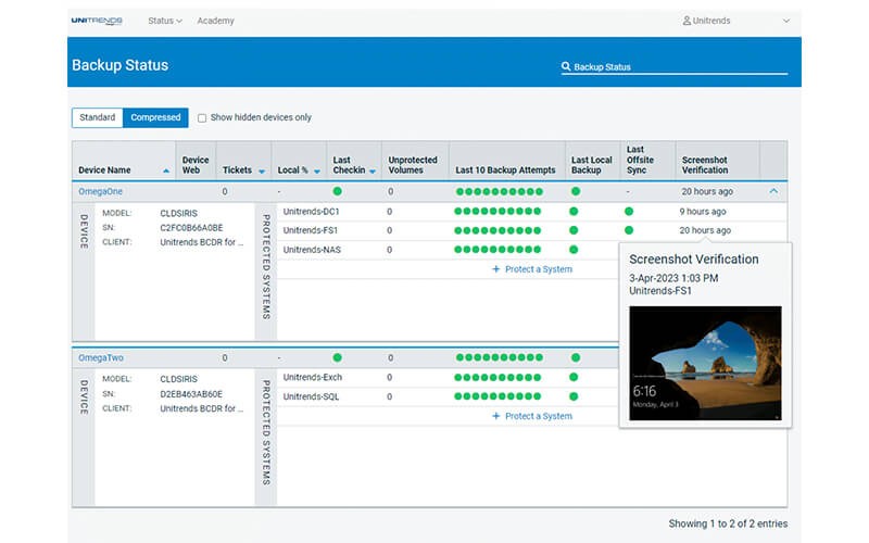 Backup for Microsoft Azure back up status 