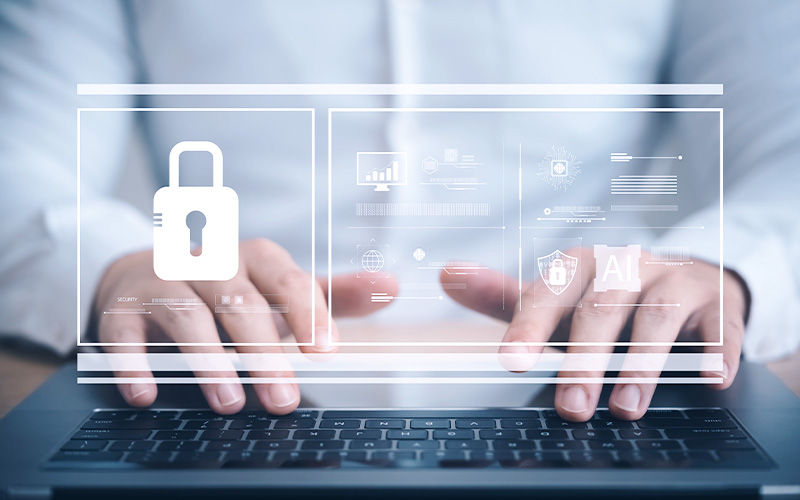 Person using a laptop at work