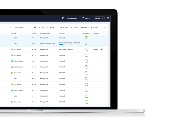 Zerto Virtual Replication screenshot
