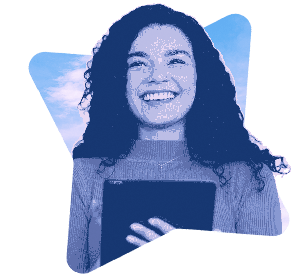 Business professional using a tablet in a modern office, leveraging AI intelligence tools to drive insights and productivity.